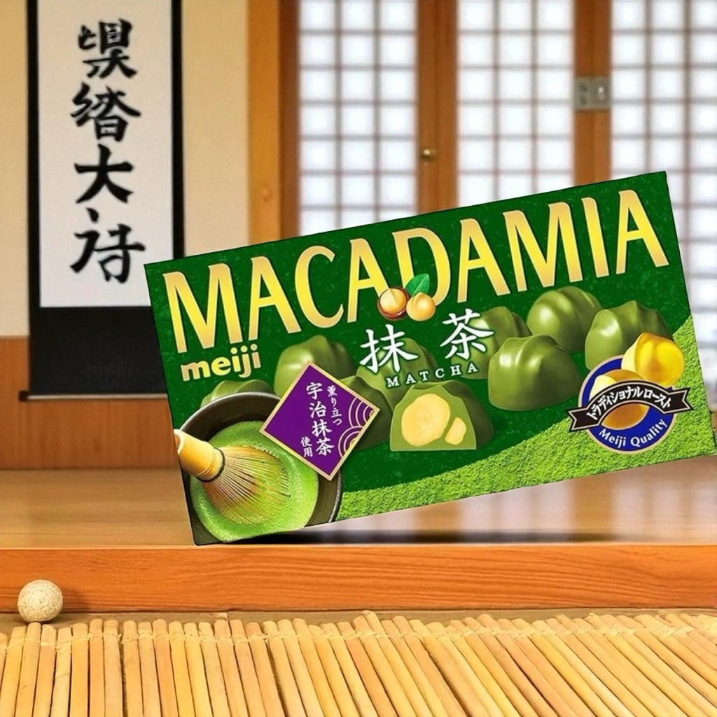 Meiji Macadamia Matcha Chocolate Premium Cokelat Jepang Isi Kacang Macadamia