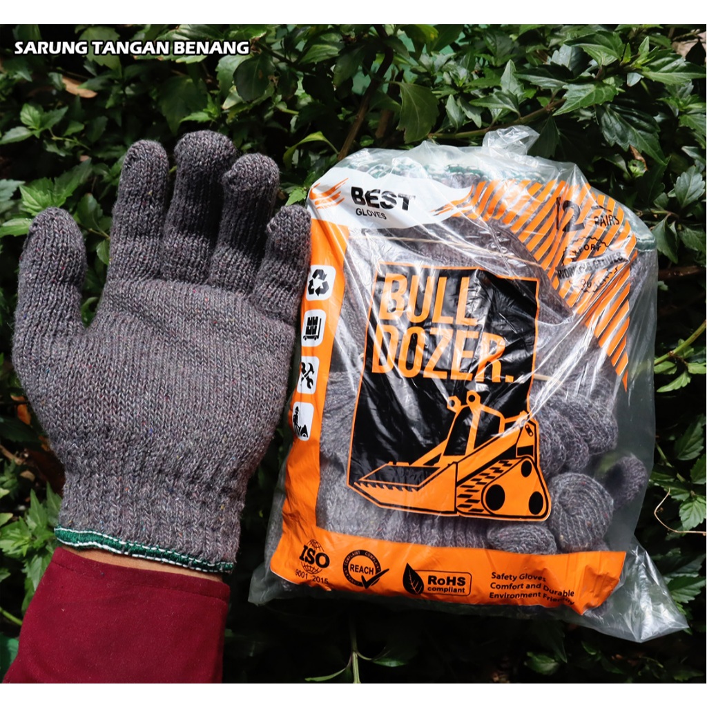 SARUNG TANGAN BENANG 4 ABU MERK BULL DOZER - SARUNG TANGAN RAJUT - SARUNG TANGAN PROYEK