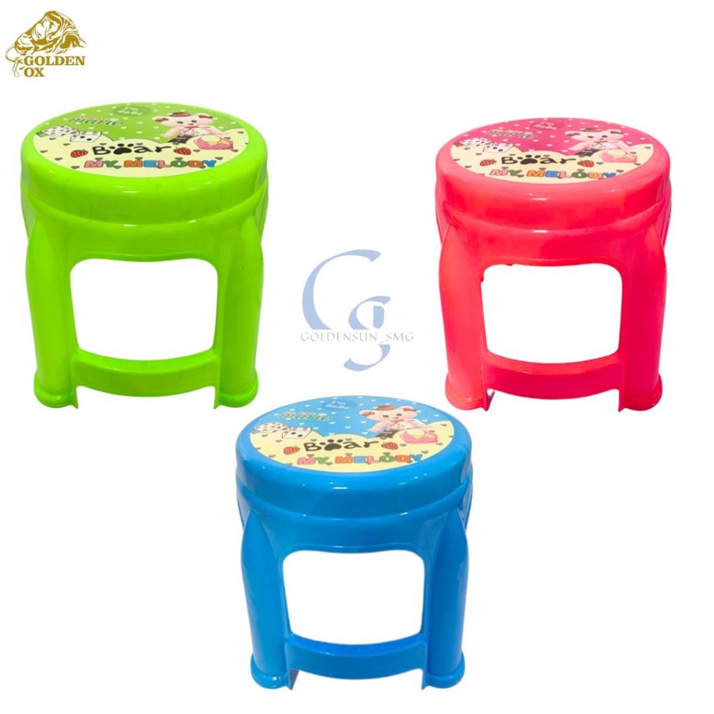 Dingklik Bulat Plastik Anak Kokoh Tebal Aman / Dingklik Sticker Anak / Bangku Anak