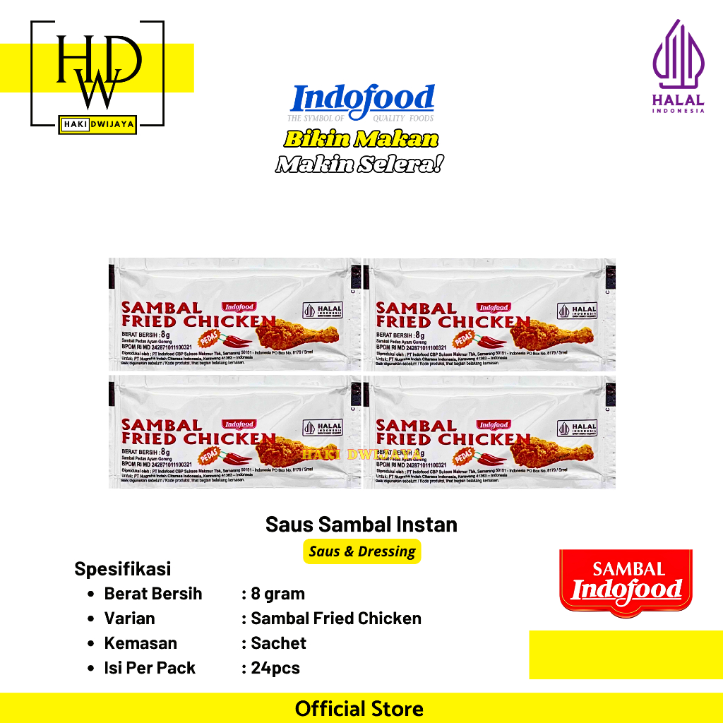 [24x8gr] Indofood Saus Sambal Fried Chicken Sachet