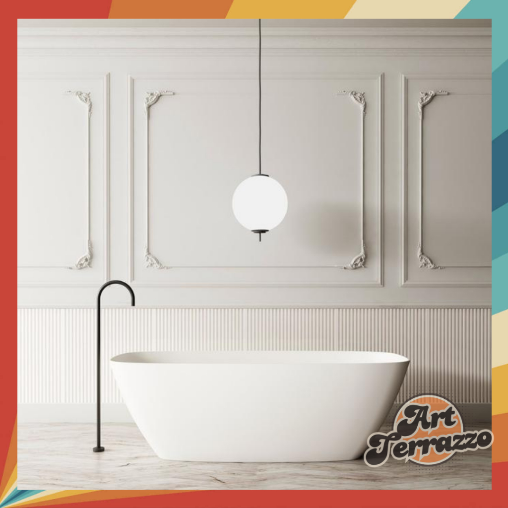 Art Terrazzo Prisma Bathtub Teraso - Putih, P120CM