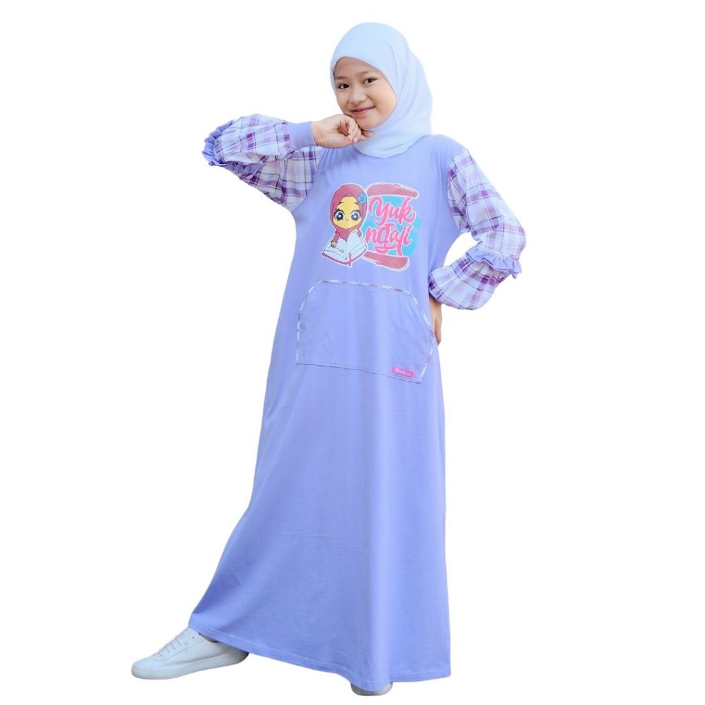 SHIBAKIDS Gamis Anak Warna Ungu Bougenvile Baju Anak Perempuan