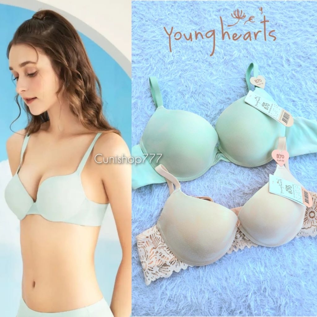 BRA YOUNG HEARTS BERKAWAT BUSA PUSHUP 32B 34B 36B PUSH UP BH WANITA RENDA LACE PAKAI KAWAT HEART Y23