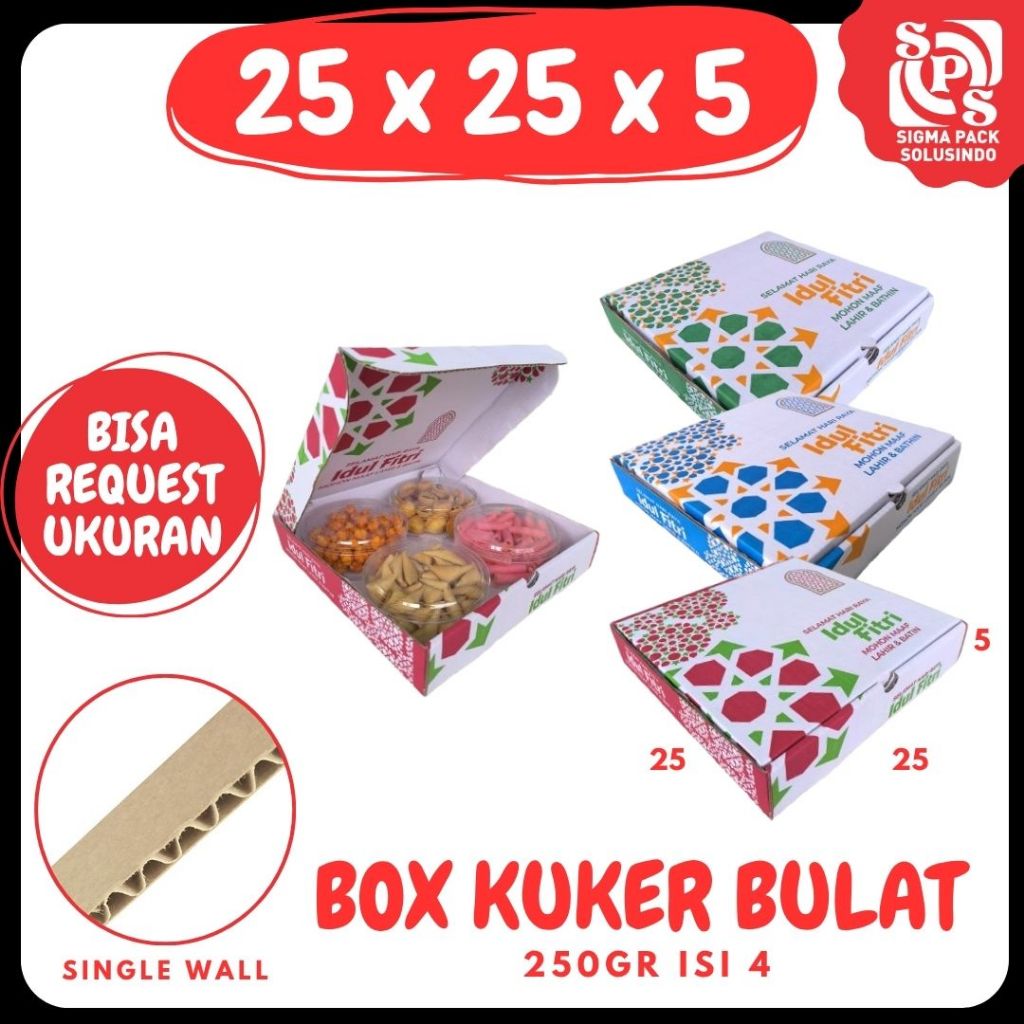 Box kuker 25x25x5 (Toples 250gr isi 4) Kardus Kue Kering idul fitri / Box Kuker / dus Kue Kering