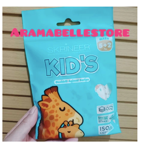 SKRINeer masker Duckbill 4ply anak animal series isi 5+2pcs 4 ply