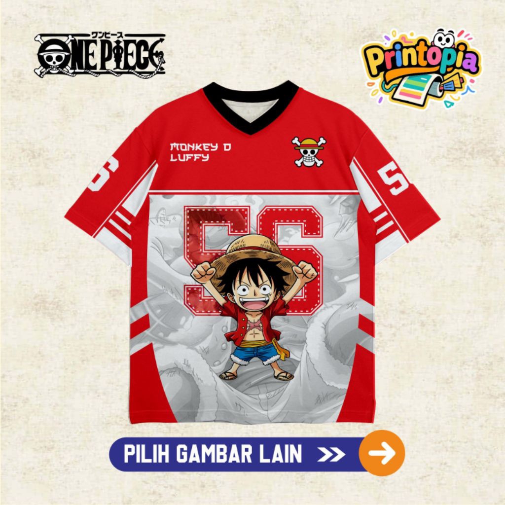 PRINTOPIA - Jersey Anak/Jersey One Piece/Baju One Piece/Kaos One Piece/Baju Anak/Kaos Anak/Jersey Fu