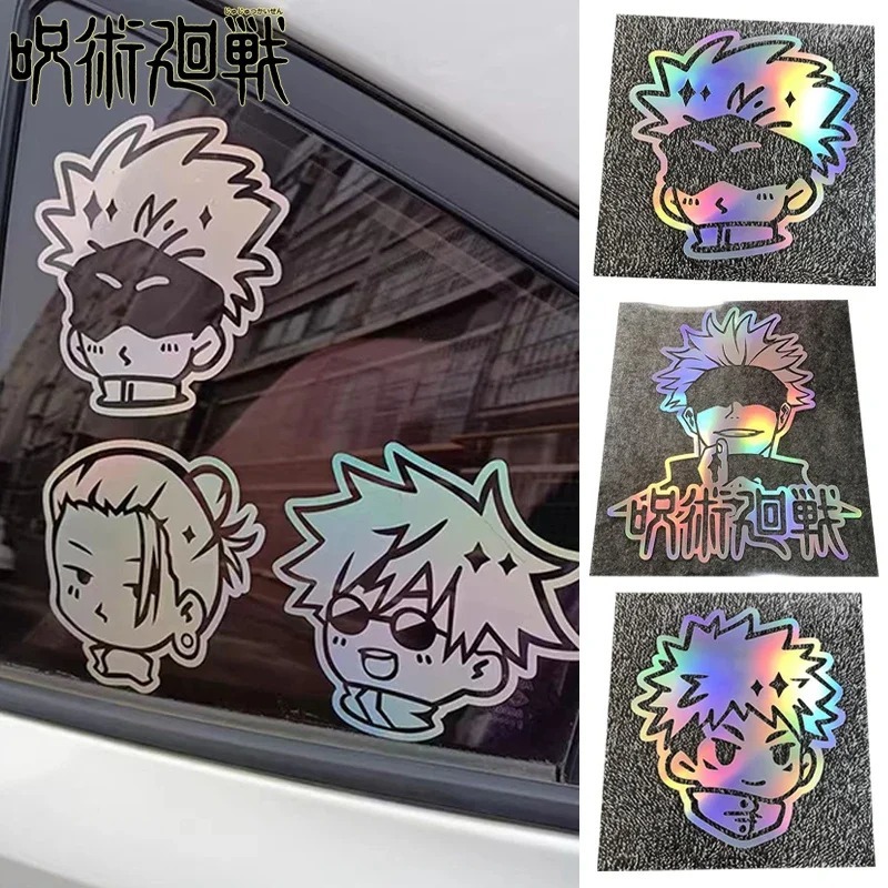 Stiker Kaca Mobil Anime Jujutsu Kaisen Satoru Gojo Stiker Dekoratif Warna-warni Bumper Belakang Stik