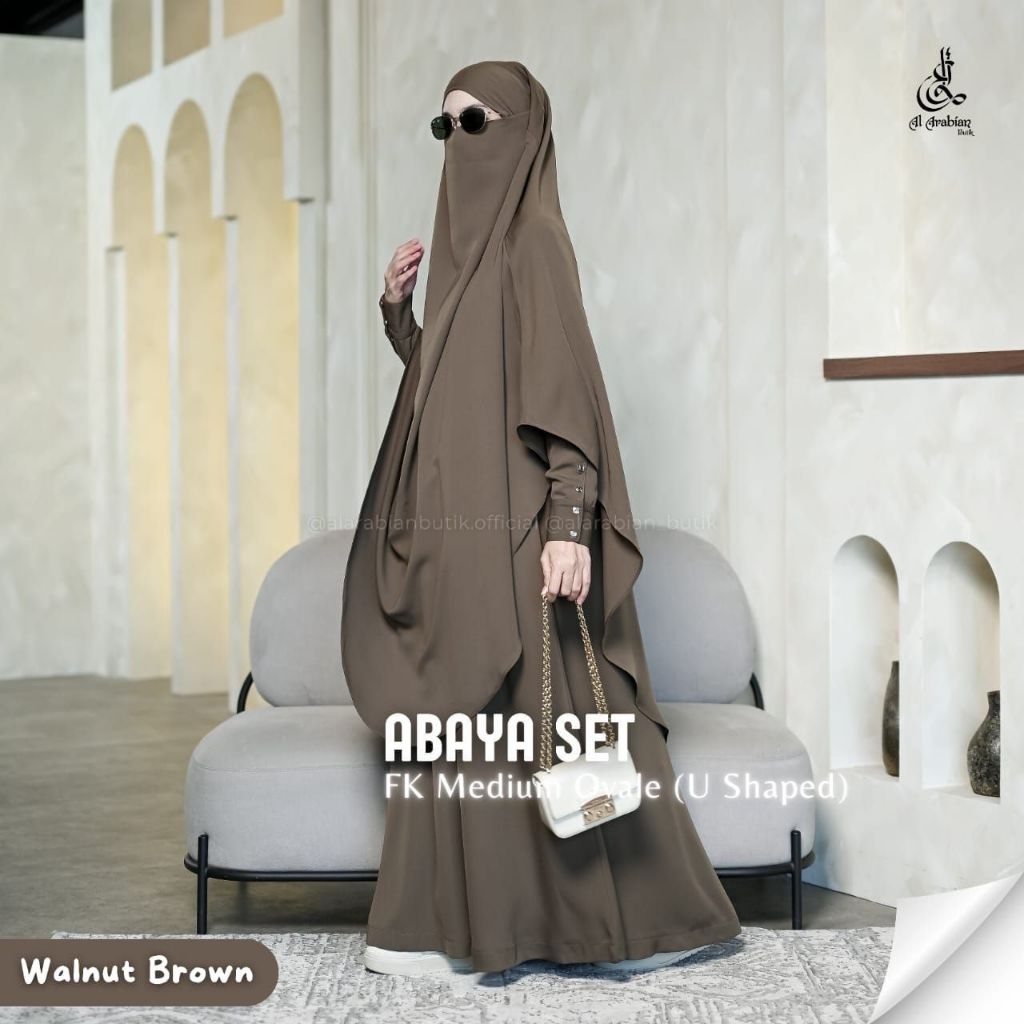 DOUBLE BLACK ABAYA Gamis WALNUT BROWN • Al Arabian Butik #dhiyasyari #arabianbutik
