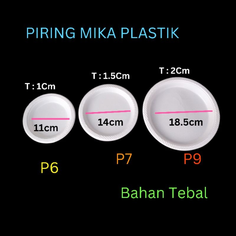 Wadah Mika Piring Plastik Mika Wadah Kue Makanan Isi 50pcs - Bahan Tebal