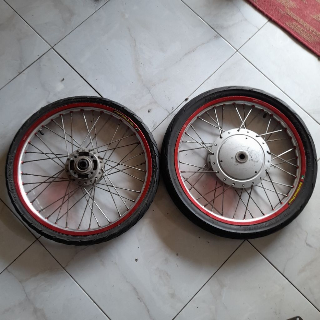 VELG TAKEGAWA SET BAN DEPAN BELAKANG NOUVO MIO SOUL KARBU , TROMOL DEPAN BELAKANG ORIGINAL