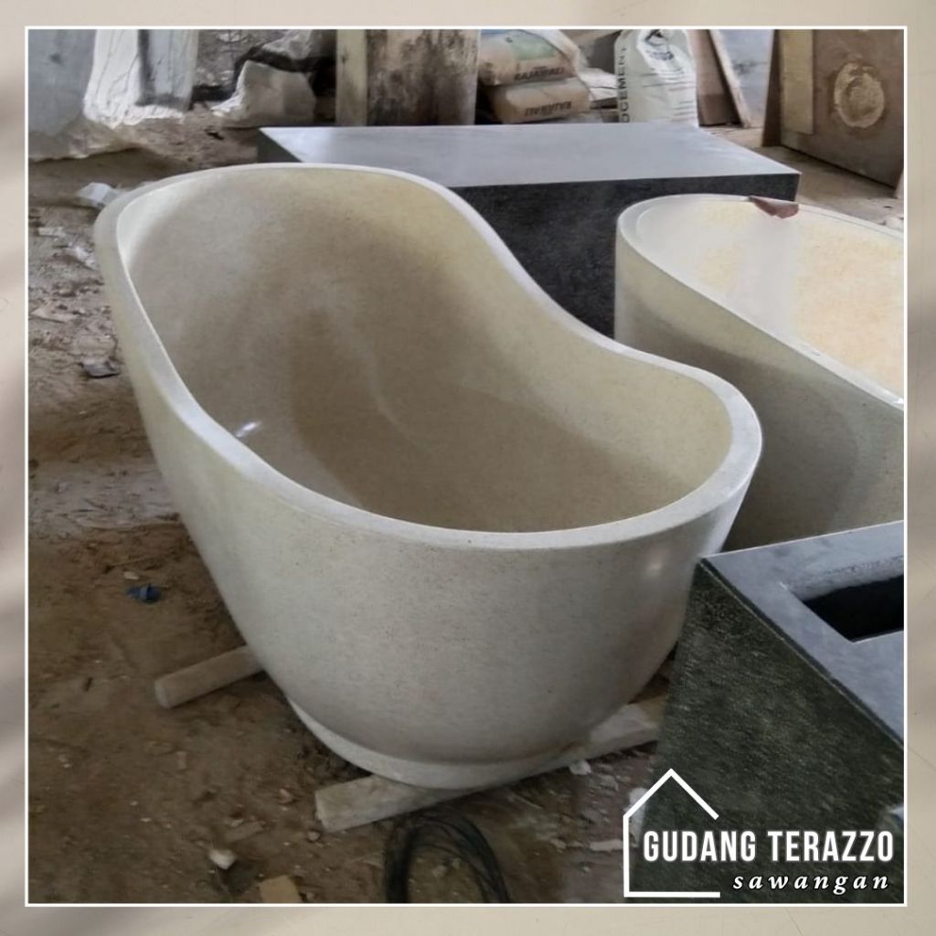 Bathtub Terazzo/ Bathtub Portable Lengkung Standing