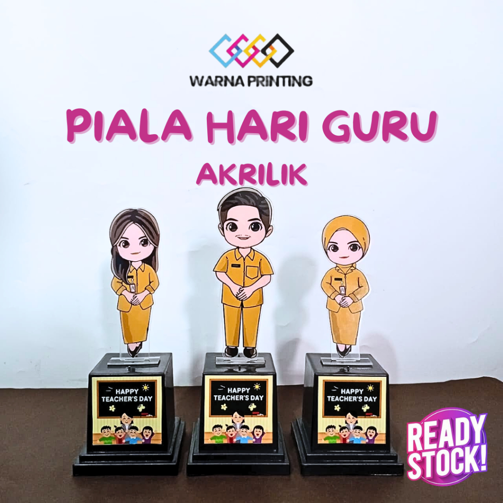 Piala Guru Baju Coklat PNS Hadiah Hari Guru Piala Guru Akrilik Free Custom Tulisan