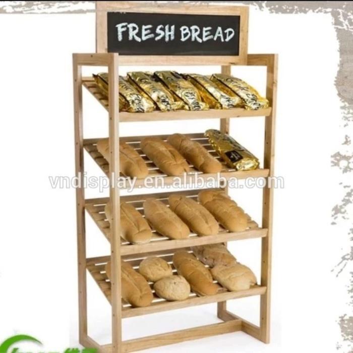 custom rak display roti minimalis