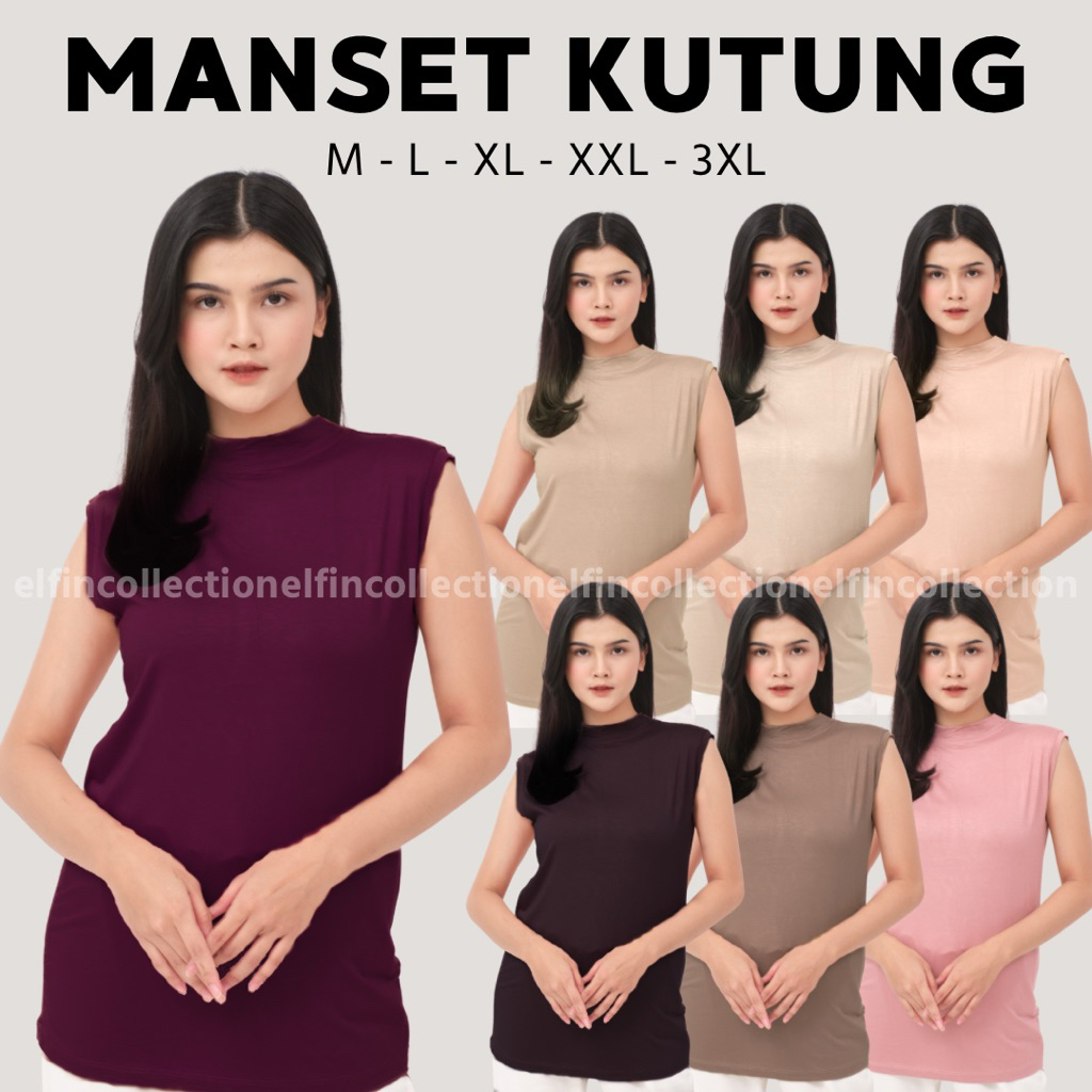 Manset Baju Kutung Turtleneck | Inner Tanpa Lengan Kaos Rayon Premium | Manset Dalaman Wanita Kutung