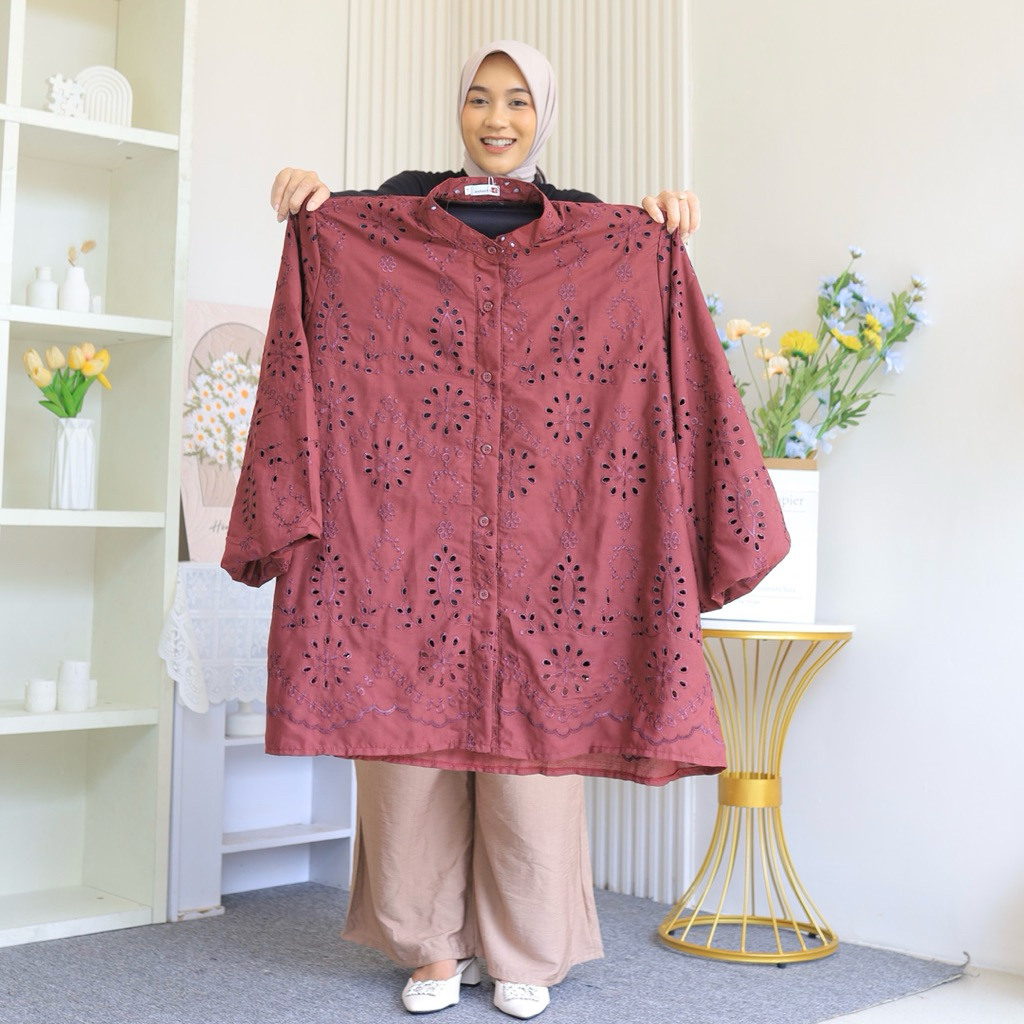 Damara One Set JUMBO LD 120 140 by Eshantai | BB 100 Kg Muat L–5XL Big Size Setelan Tunik + Celana C