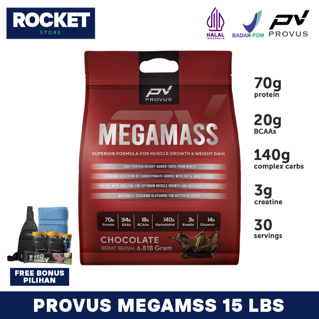 PROVUS Megamass 10 lbs (4.5 kg) & 15 lbs (6.8 kg) Susu Mass Gainer - Mega Mass Bulking