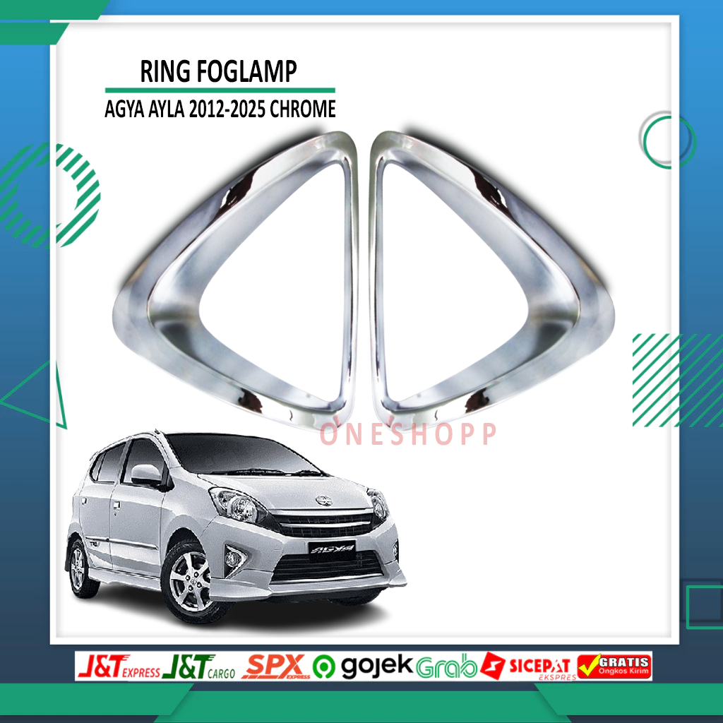 Foglamp Cover Agya 2012 2014 2015 2016 Fog Lamp Platinum Chrome / Cover Foglamp Agya