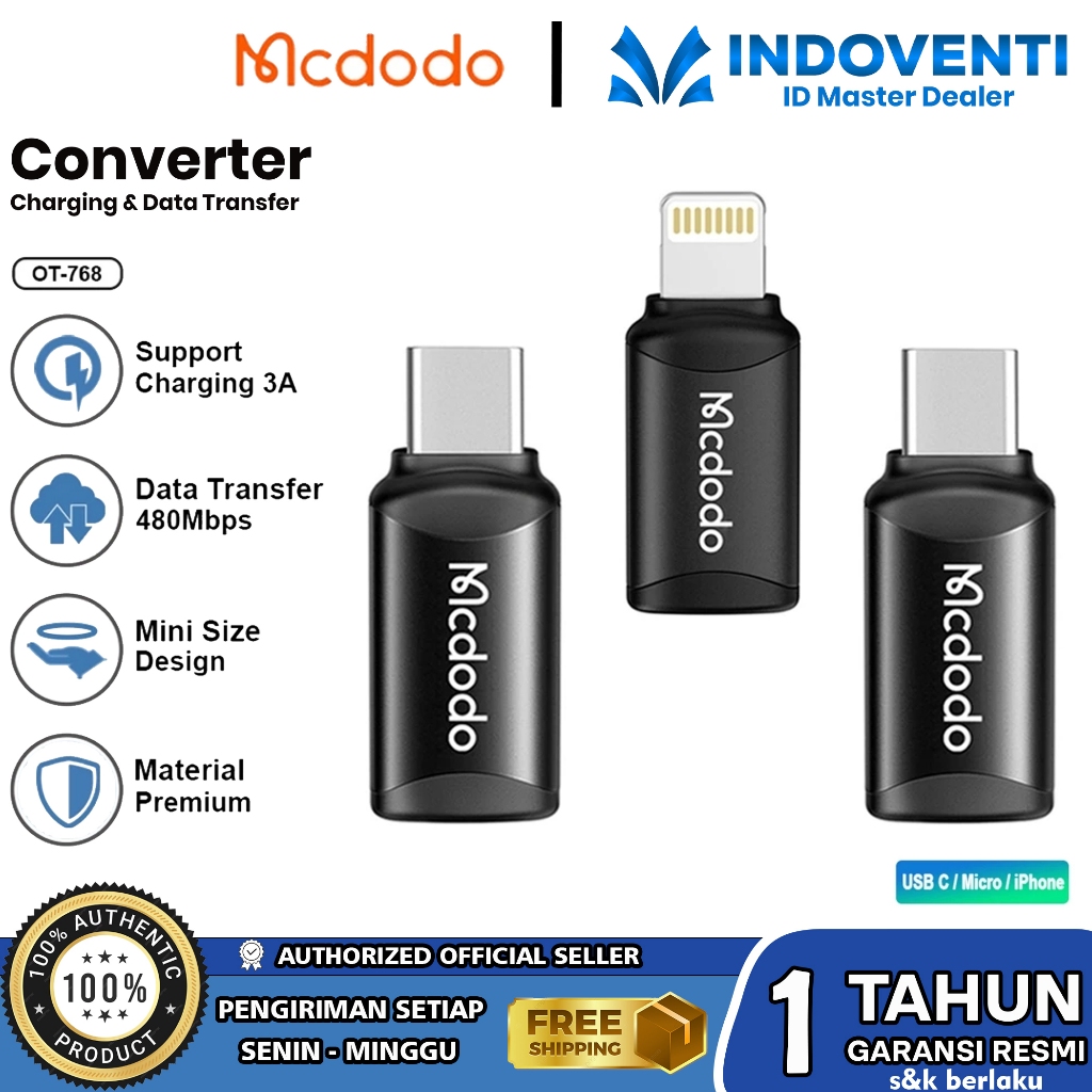 MCDODO Converter OTG Type C to Lightning Lightning to Type C Micro USB  to Type C Fast Charging