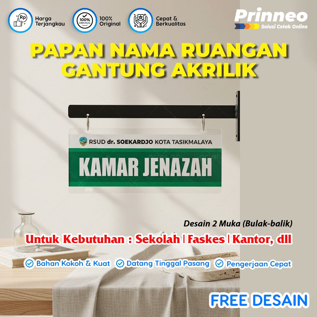 Papan Nama Ruangan Gantung Akrilik Custom | Papan Nama Kantor Sekolah Rumah Sakit | Plang Ruangan 2 