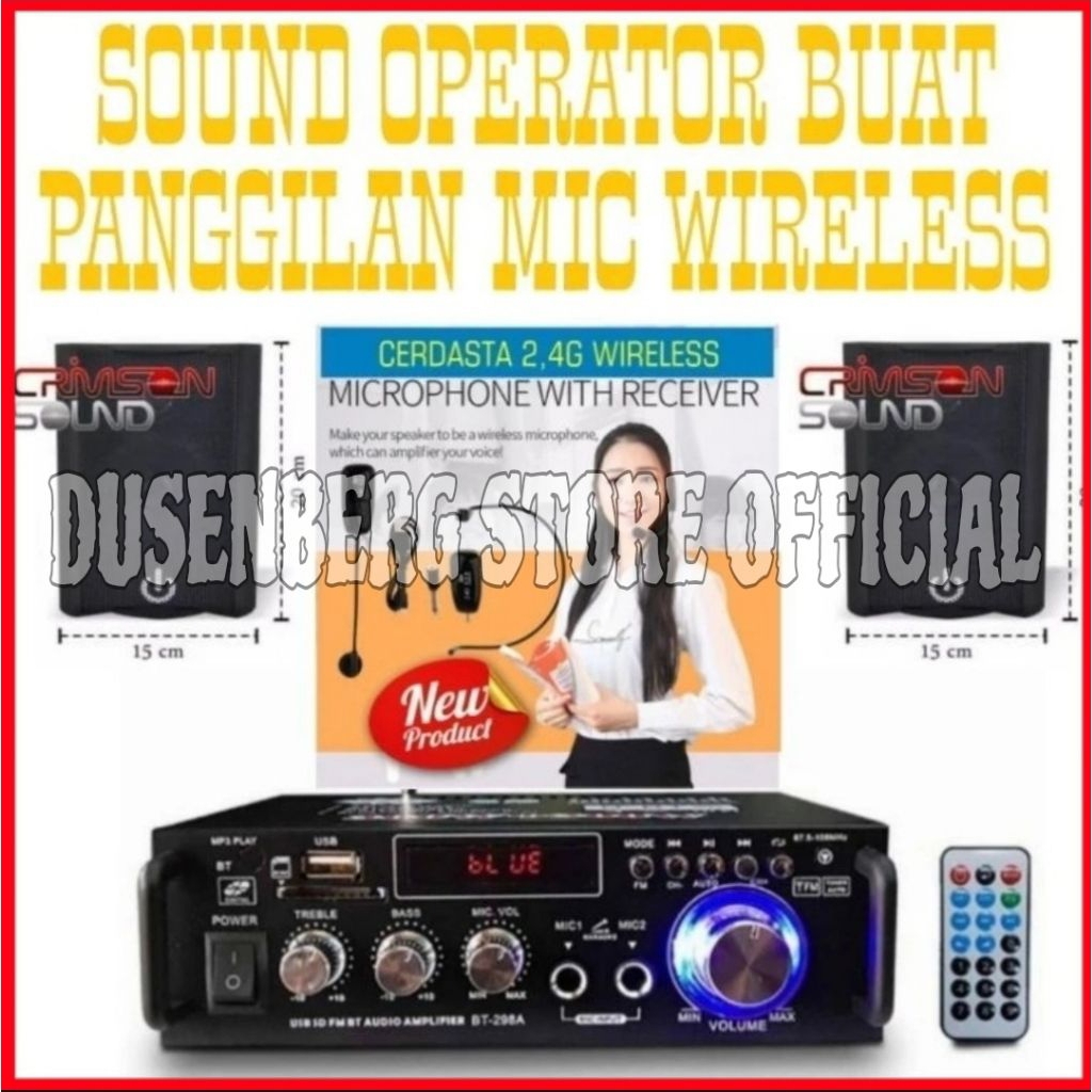 Paket Sound Panggilan Operator 2 Titik Speaker / 1 Mic Wireless Bando
