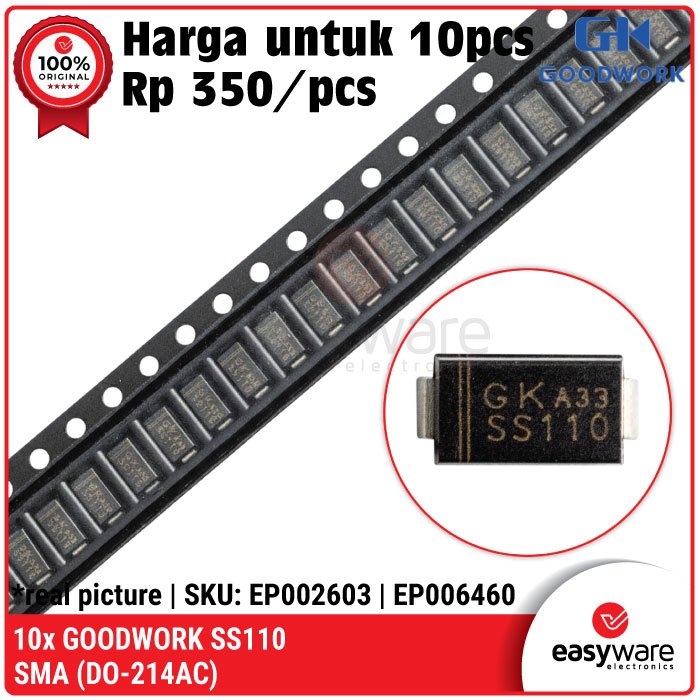 10pcs Dioda SS110 SMA(DO-214AC) Single Diode SS 110 SMA SMD 30A 100V