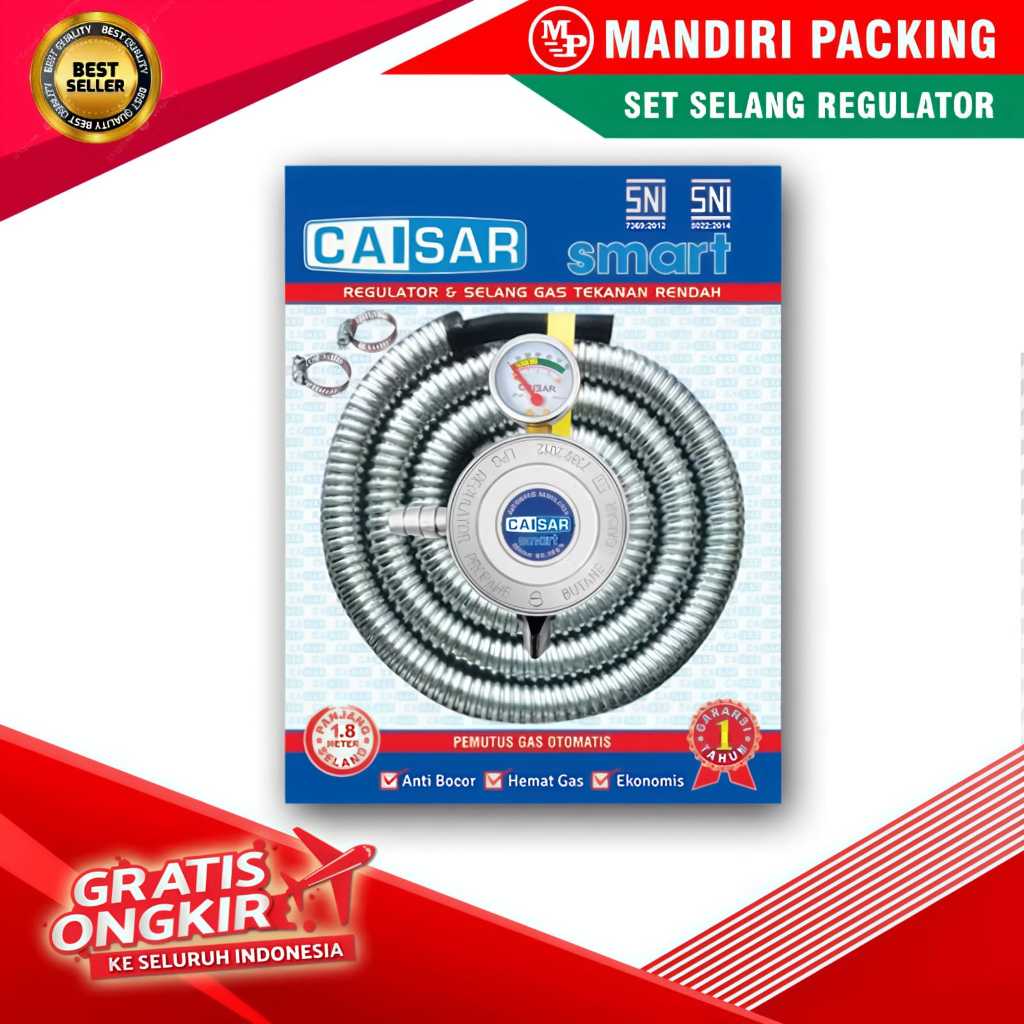 Caisar Set Selang Regulator Gas LPG Hemat || Caisar Regulator Meter Anti Bocor SNI Selang Gas + Regu