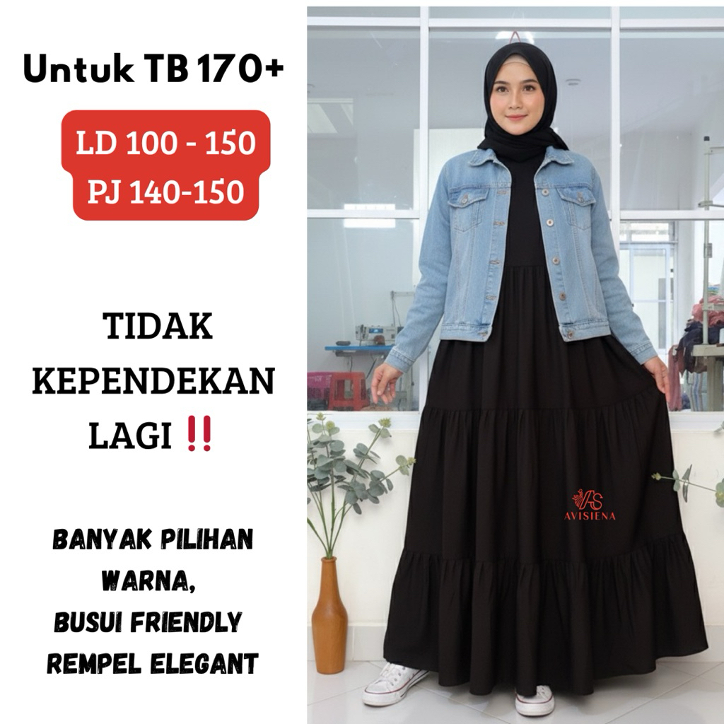 AVISIENA - INNER REMPEL DRESS JERSEY PANJANG 140, 145, 150, 155 UNTUK WANITA TINGGI 170 175 180 DRES
