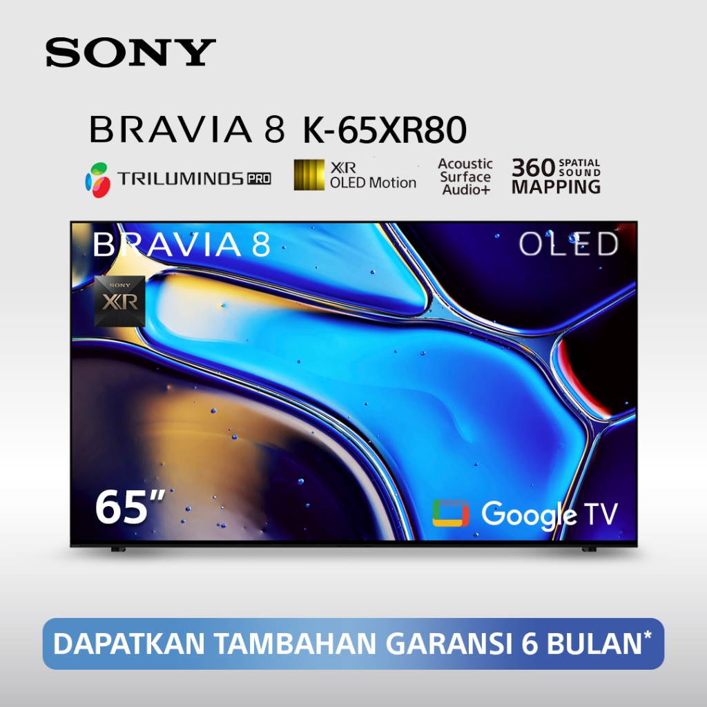Sony | BRAVIA 8 65 Inch TV | OLED | 4K Ultra HD | HDR | Smart TV (Google TV) | 2024 Model | K-65XR80