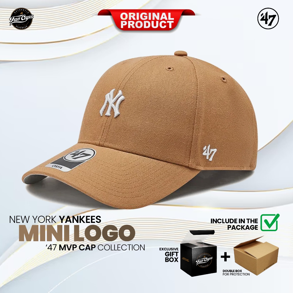 Topi 47 Original MLB New York Yankees Mini Logo MVP Cap | Warna Camel | FREE GIFT BOX