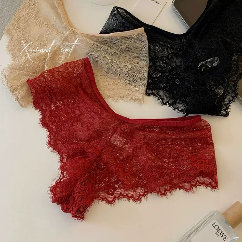 Jessica Panties CD Lace Boxer Brief Hipster VS Body Renda Brokat Cheeky Thong Safety Pants Shortpant