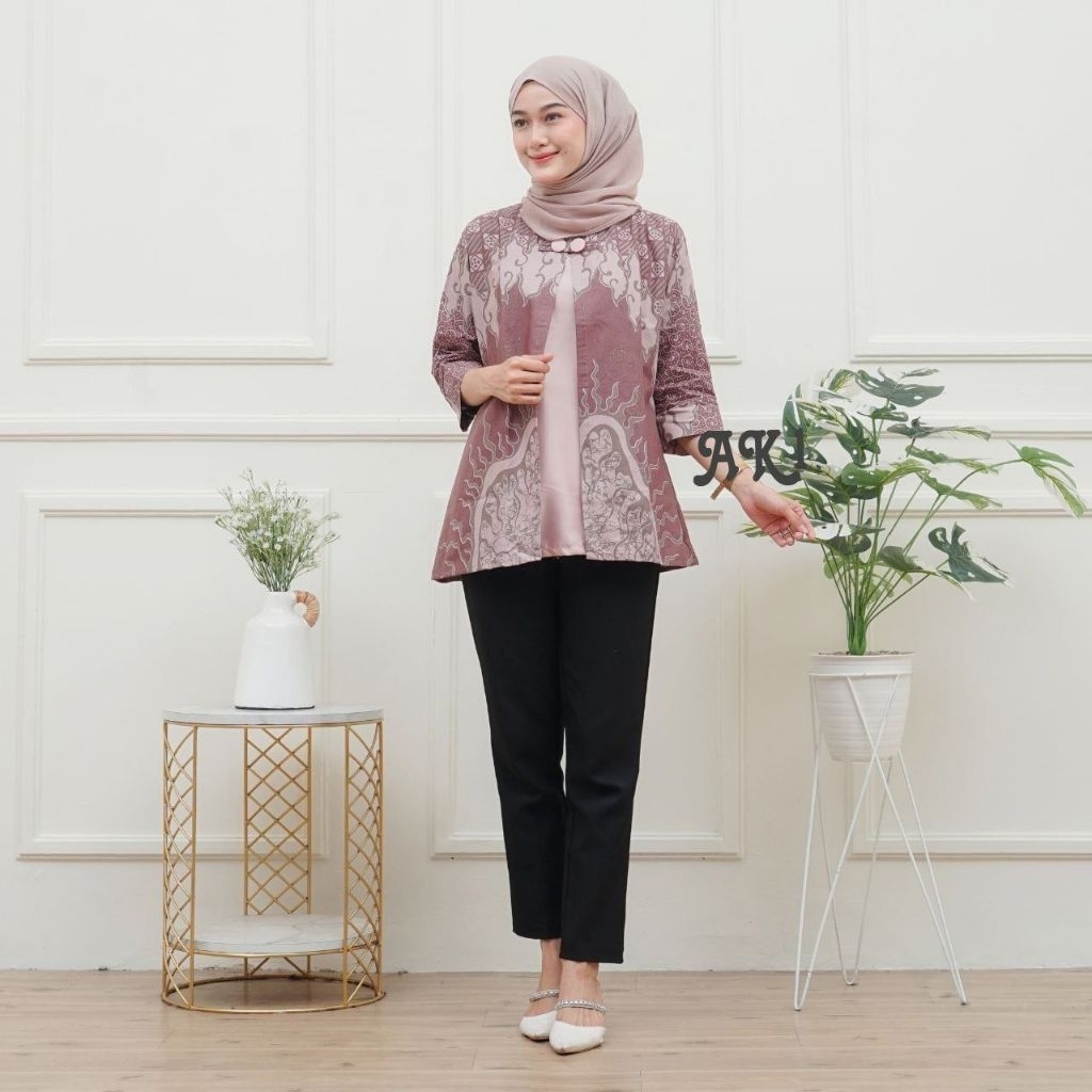 BLOUSE BATIK GHANIA ATASAN WANITA BATIK SERAGAM KANTOR KEKINIAN
