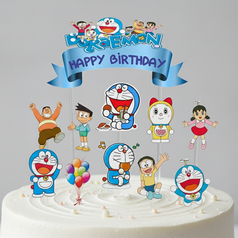 TOPPER KUE CAKE TOPPER ULANG TAHUN / HIASAN KUE DORAEMON