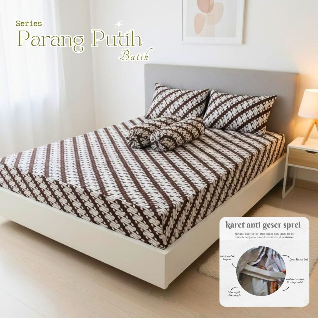sprei tinggi 20 cm motif batik ukuran 90x200 adem lembut anti geser