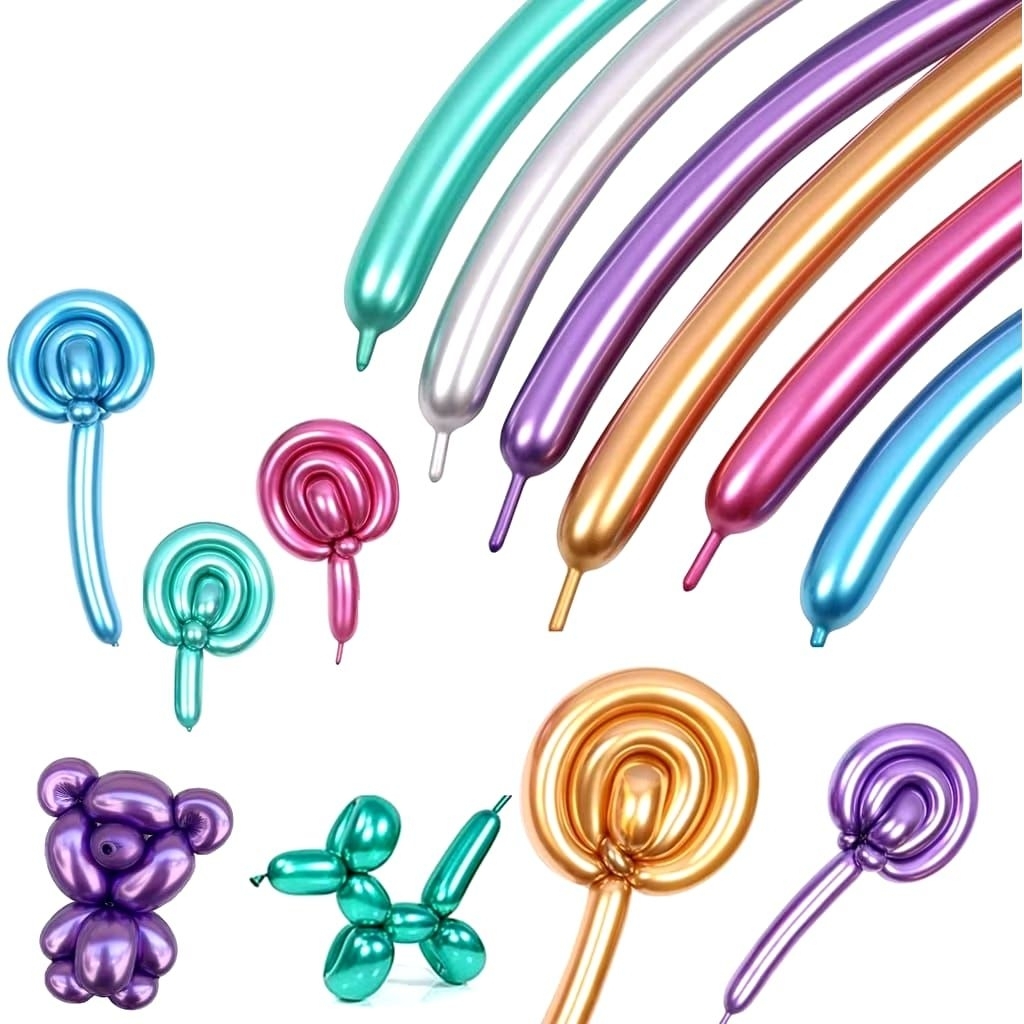 Balon Latex Twist Pentil Chrome/Doff/Macaron/Metalik Balon Cacing Balon Panjang