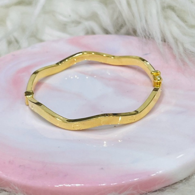 gelang anak bangle gelombang ulir simple elegant cute emas asli kadar 700