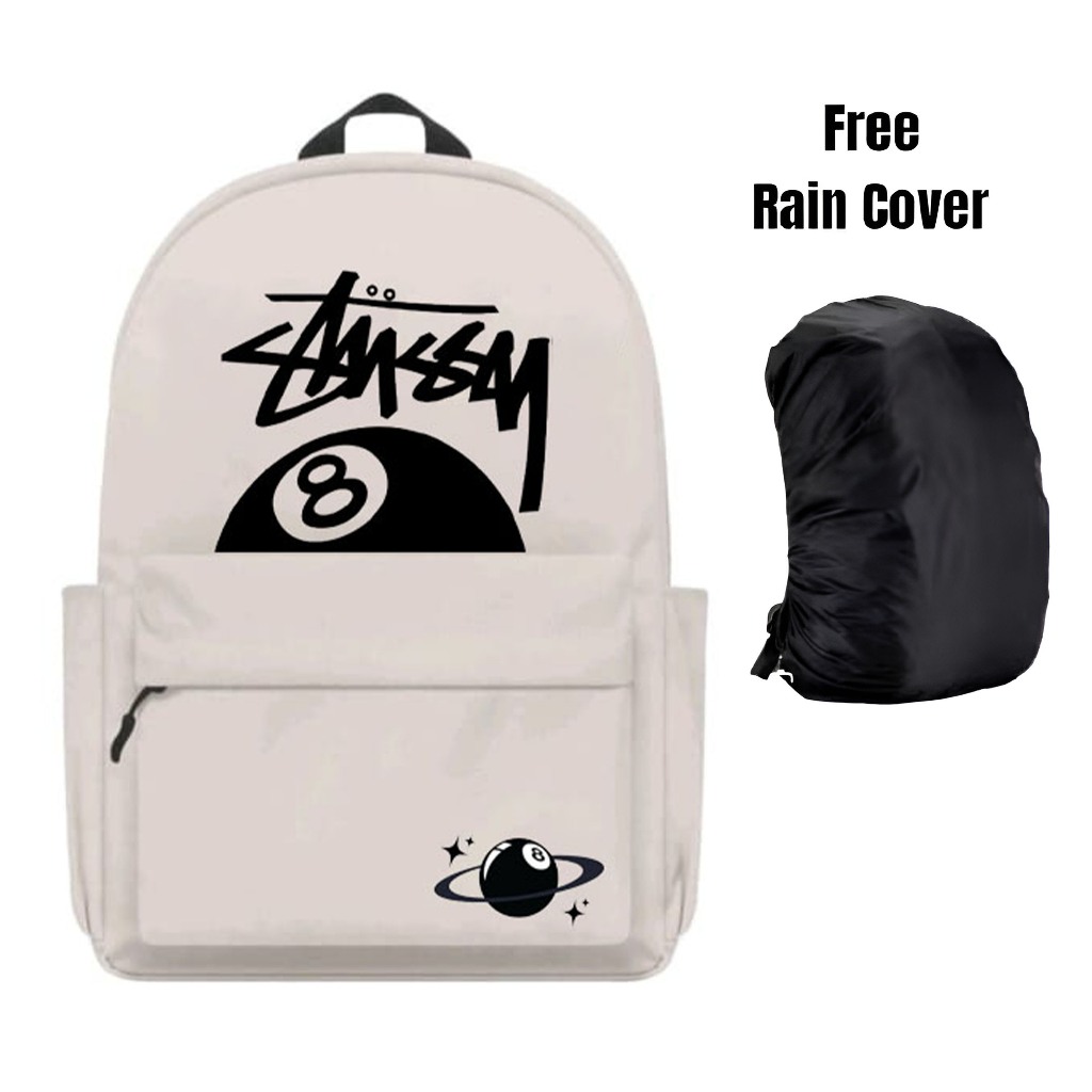 Tas Ransel Pria Wanita Stussy Logo Kekinian