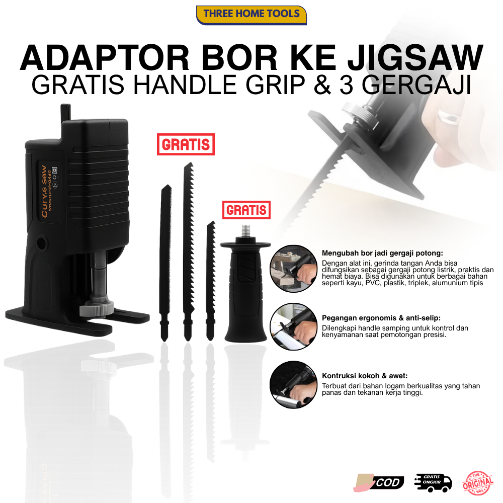Konverter Adaptor Mesin Bor Jadi Mesin Gergaji Jigsaw Adaptor Penyambung Mesin Gergaji Chainsaw
