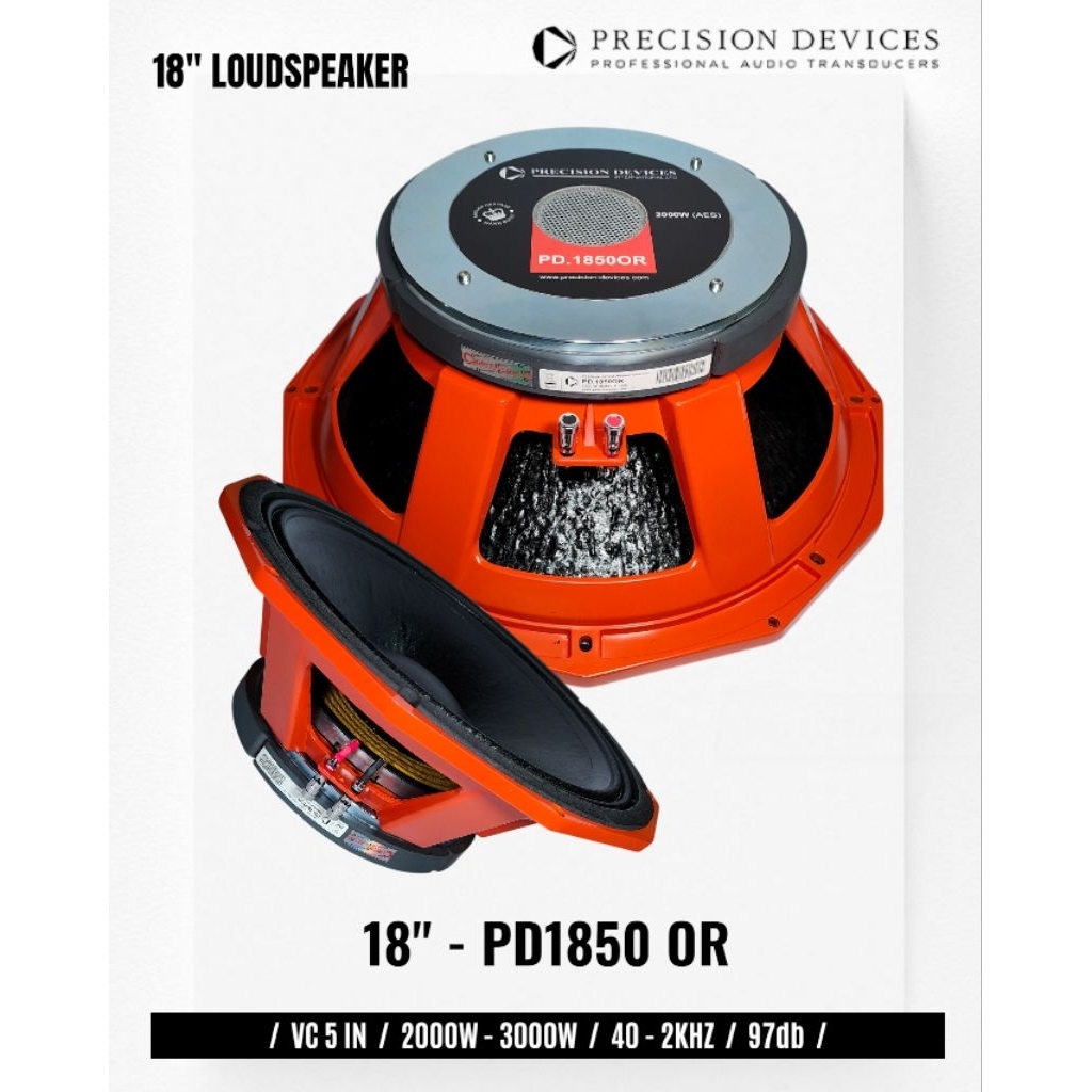 Komponen Speaker / 18 Inch / PD1850OR / VC 5 IN / Precision Devices PD 1850 OR PD1850 OR PDE Coating