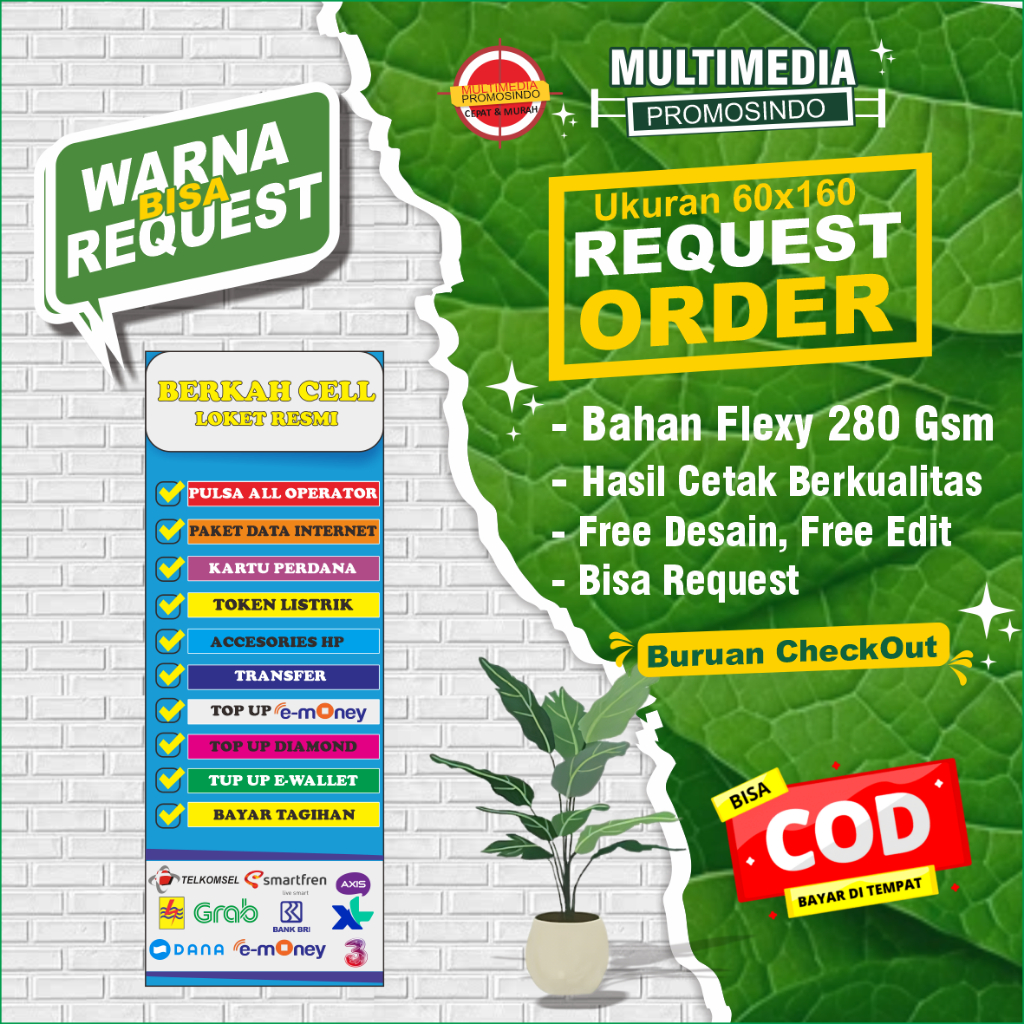 Cetak X Banner KONTER/ CELL Murah | Print X Banner 60 x 160