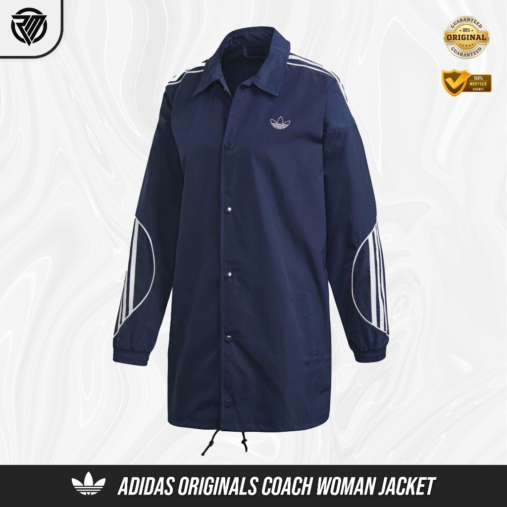 adidas Originals Coach Night Indigo Blue White Long Jacket