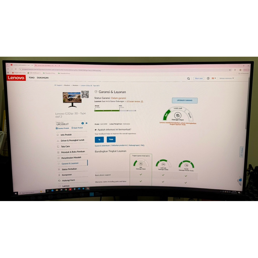 Monitor Lenovo G32QC-30 Monitor Gaming Lenovo 32 inch