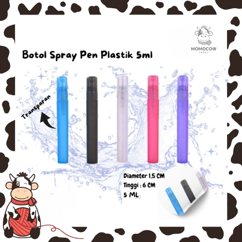 Botol Spray Pen Plastik 5ml- Transparan / Warna Doff / Frosted / Botol Parfum