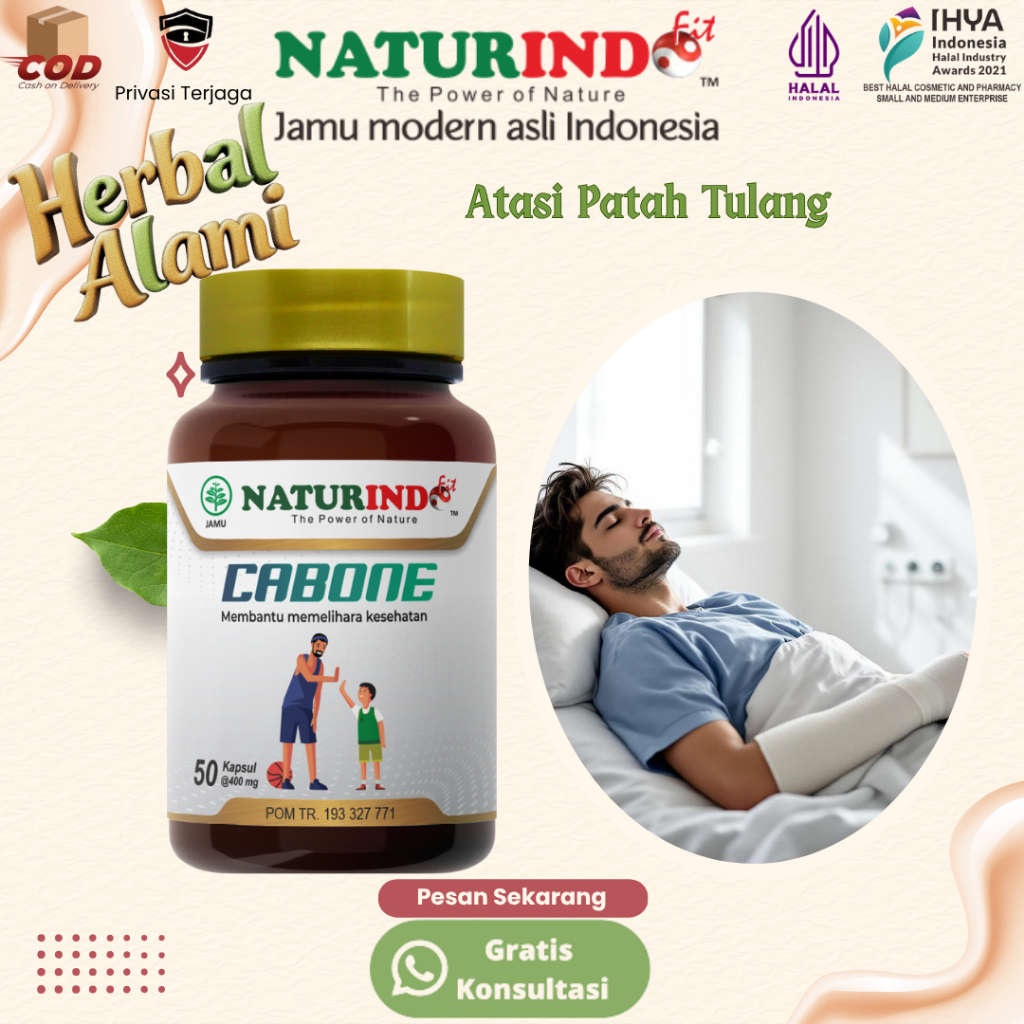 Naturindo Obat Herbal Kalsium Tulang Retak Patah Tulang Cabone