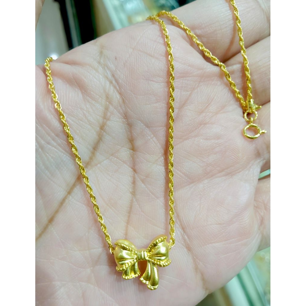 Kalung Emas Asli Korea 16k Liontin Pita 24k 999.9