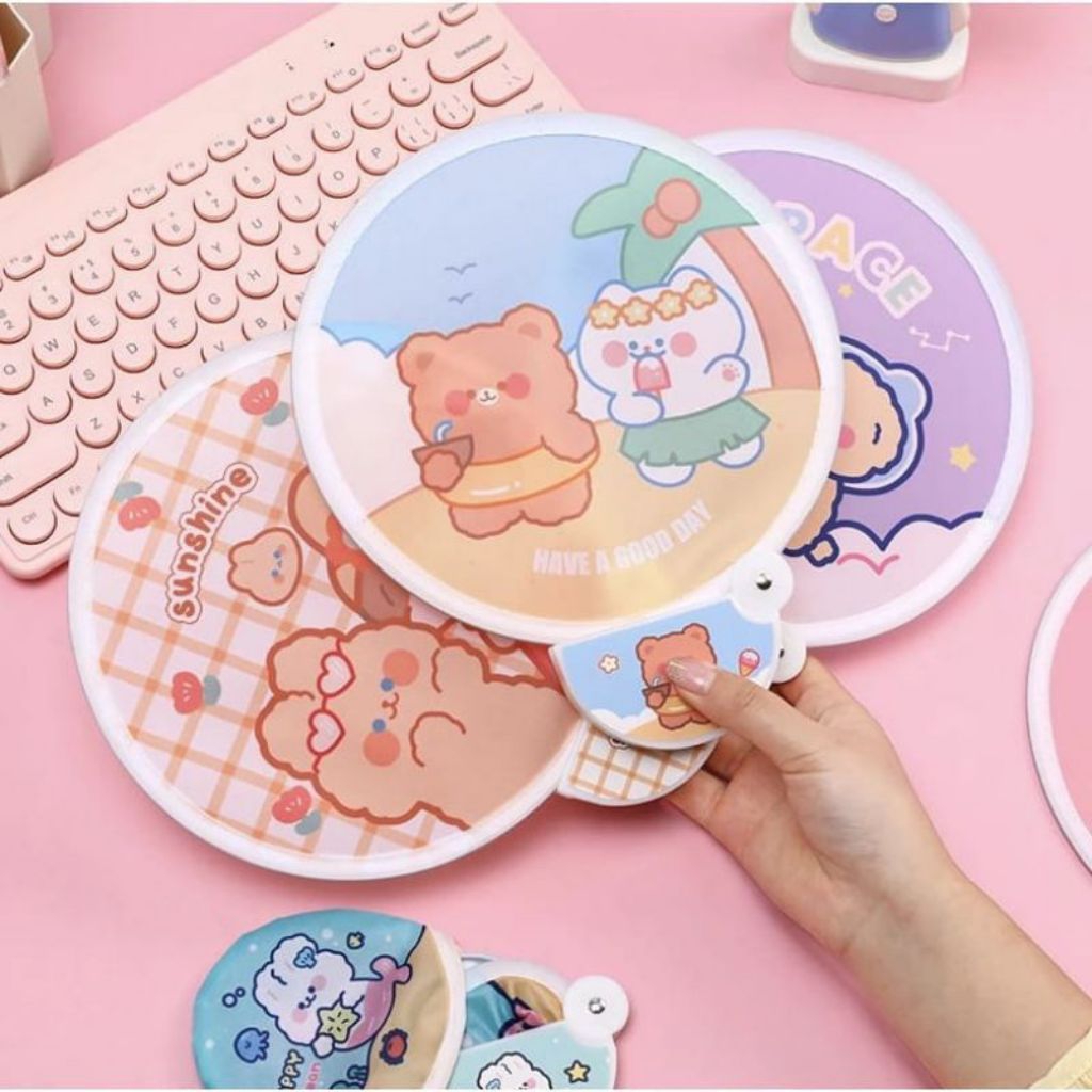 KIPAS LIPAT BULAT PORTABEL / KIPAS LIPAT BULAT MINI / KIPAS TRAVELING KARAKTER KARTUN