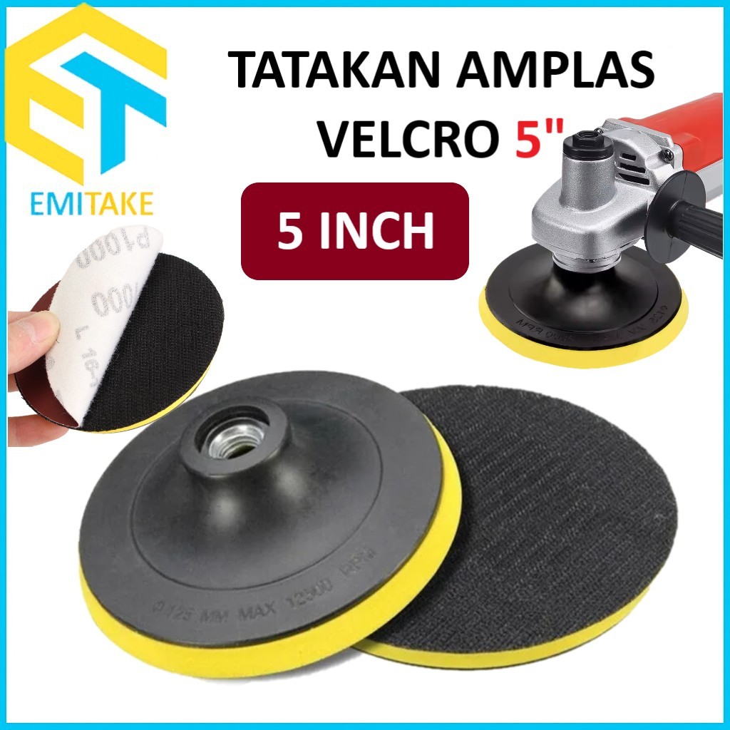 Backing Pad Tatakan Amplas Velcro 5" Rubber Pad Velcro M10 Ubah Gerinda & Bor Jadi Mesin Asah Poles