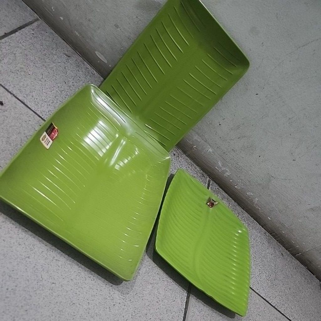 piring daun pisang piring kotak piring hijau piring saji unik piring snack P5008 P5010 P4608 golden 