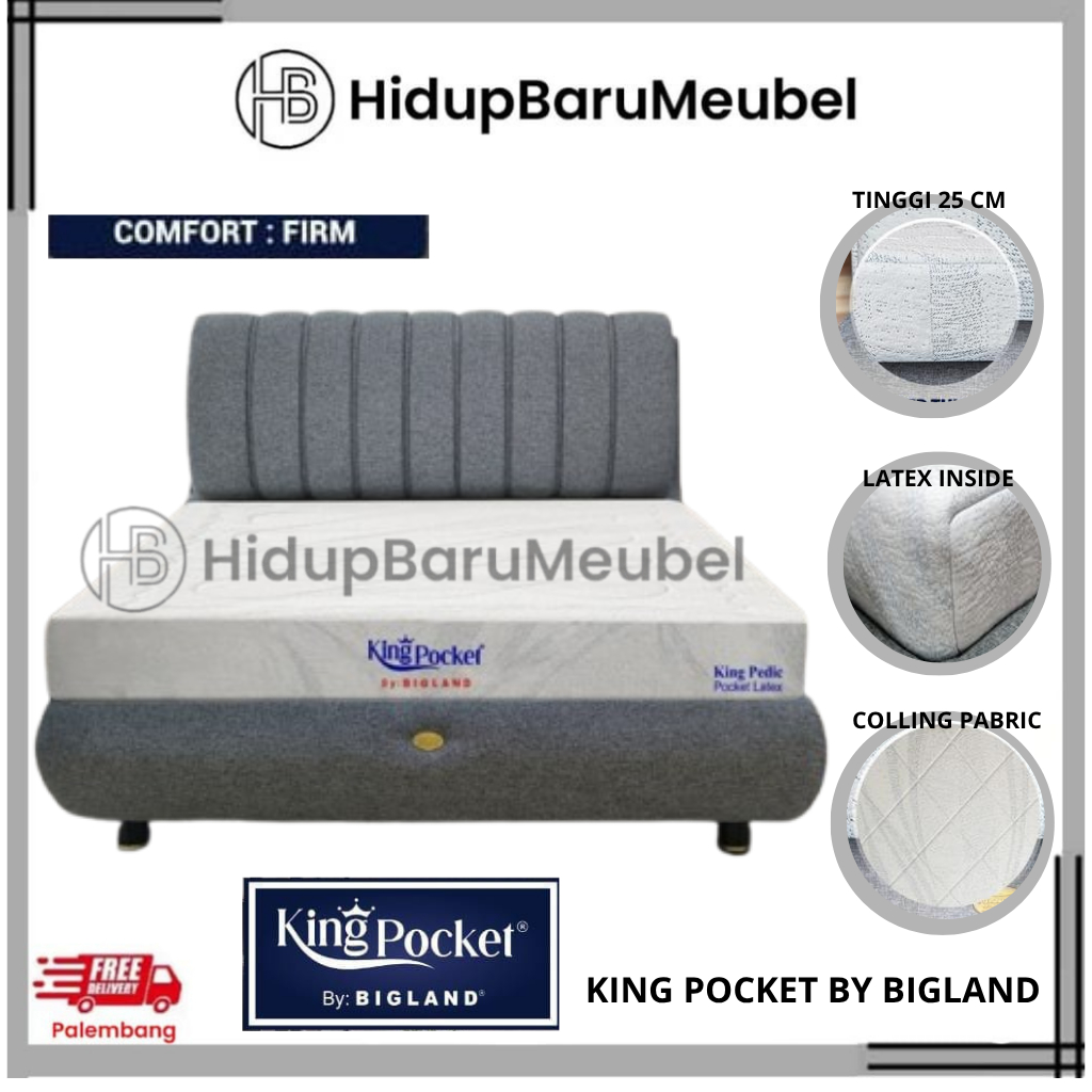 Springbed King Pocket Latex Pedic By Bigland / Spring Bed King Pedic Kesehatan Tulang Belakang / Kas