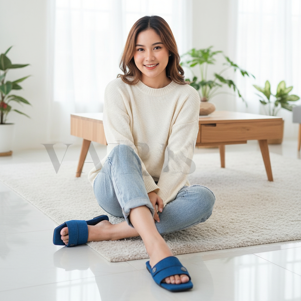 Sandal Flat Selop Jeans Canvas Varens Chole – Slip On Casual Wanita Hak Pendek