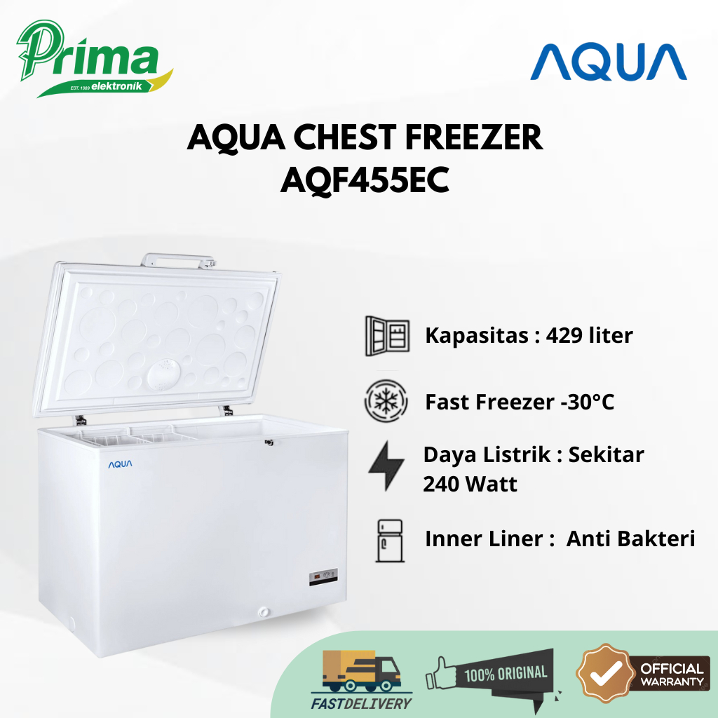 AQUA AQF455EC 450 Liter FREEZER BOX GARANSI
